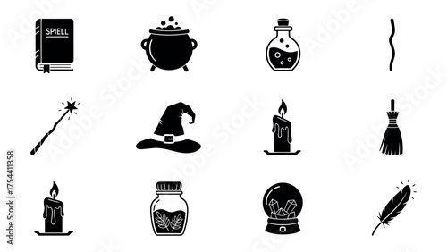 Magic Icons: A collection of enchanting icons representing the core elements of spellcraft, perfect for creative projects.