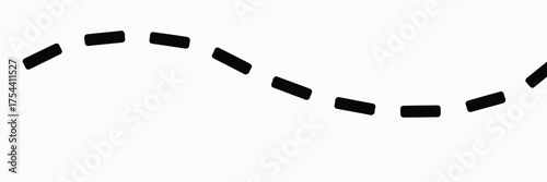 Abstract series of connected black rectangles forming a dashed wave line vector graphic silhouette vector illustration white background