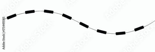 Abstract wavy line vector graphic with rectangular segments dynamic flowing motion silhouette vector illustration white background