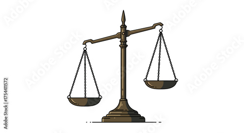 Antique Brass Balance Scale Symbolizing Justice and Law.