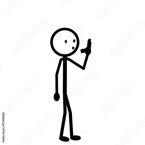 Stickman using inhaler for asthma emergency illustration.