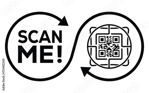 QR code scan icon set. Scan me frame. QR code scan for smartphone. QR code for mobile app, payment and identification. Vector illustration.