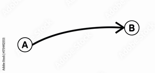 Abstract curved arrow from point a to point b vector graphic illustration scalable eps icon silhouette vector illustration white background