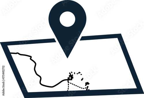 Solid blue location pin marker on map vector illustration scalable eps icon for navigation and geolocation silhouette vector illustration white background