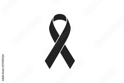 Symbolic black ribbon vector illustration scalable eps graphic for mourning and support awareness silhouette vector illustration white background