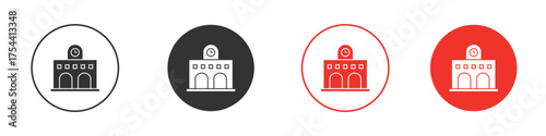 Train station building icon silhouette. editable vector template
