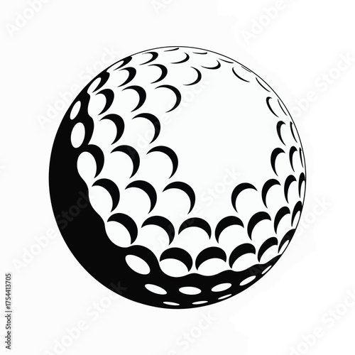 Striking black and white golf ball stencil art vector illustration scalable eps icon for sports graphics silhouette vector illustration white background