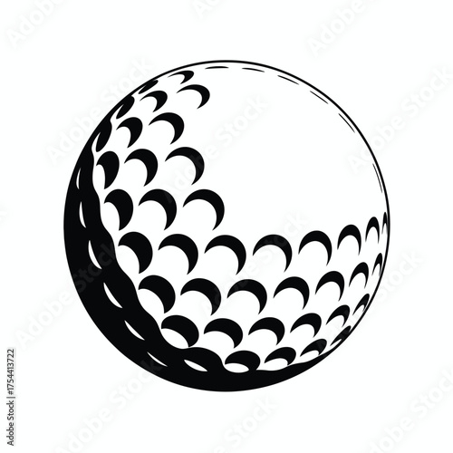 Striking black and white golf ball stencil art vector illustration scalable eps icon for sports design projects silhouette vector illustration white background