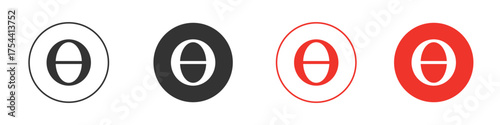 Theta icon silhouette. editable vector template