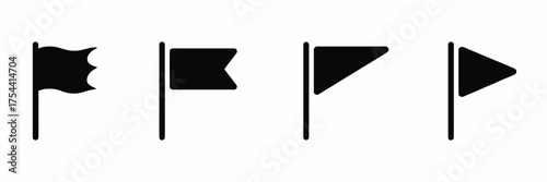 Collection of four distinct black flag icons vector graphic illustration scalable eps format silhouette vector illustration white background