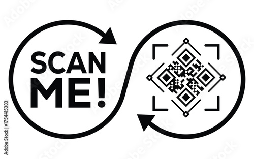QR code scan icon set. Scan me frame. QR code scan for smartphone. QR code for mobile app, payment and identification. Vector illustration.