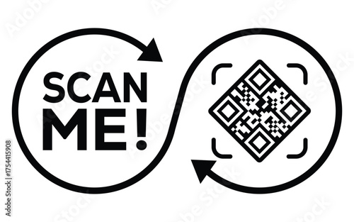 QR code scan icon set. Scan me frame. QR code scan for smartphone. QR code for mobile app, payment and identification. Vector illustration.