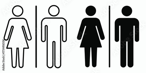 Scalable vector icons for men and women restroom signage in eps format for graphic design silhouette vector illustration white background