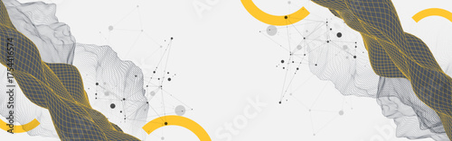 The abstract wave is made in a frame style. Template for science and technology presentation. Vector art.