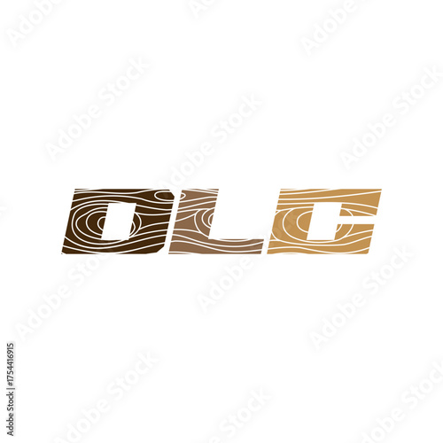 DLC Letter Logo with Wood Grain Texture