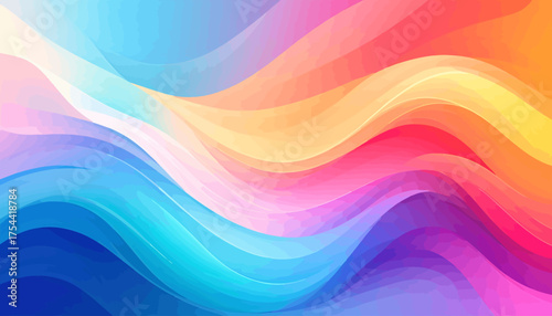 Vibrant Rainbow Waves Abstract Background.