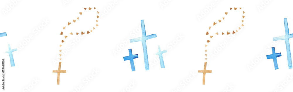 Obraz premium Watercolor Christian border.Watercolor hand-drawn border.