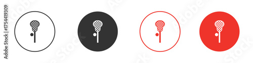 Lacrosse stick ball icon silhouette. editable vector template