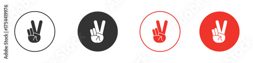 Hand peace icon silhouette. editable vector template