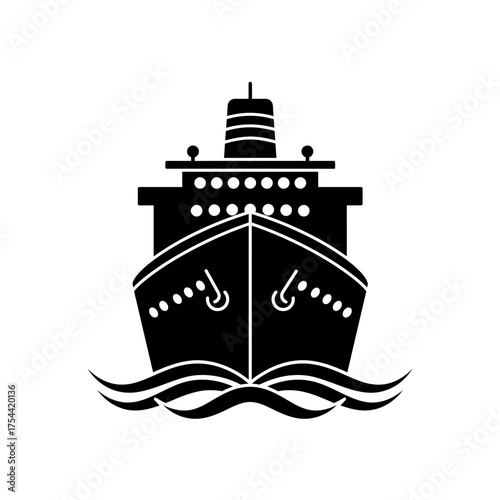 Ship Front View Icon, Ship icon, Cargo ship icon