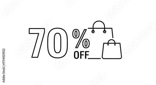 Seventy Percent Off Sale Promotion with Shopping Bags Icon.