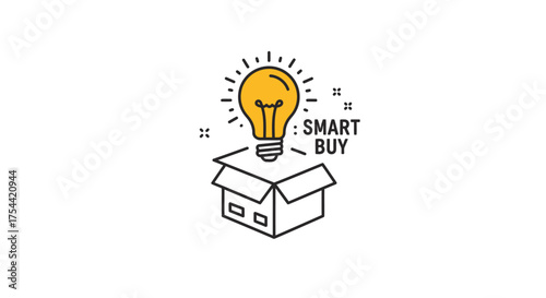 Smart Buy Light Bulb Idea Emerging From Open Box.