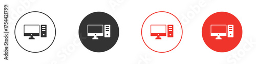 Computer icon silhouette. editable vector template