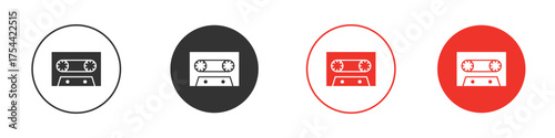 Cassette tape icon silhouette. editable vector template