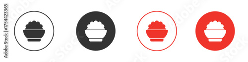 Bowl rice icon silhouette. editable vector template