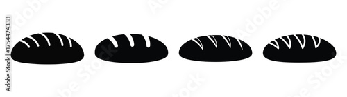 traditional bread minimal silhouette icon set. Hanukkah icons. black color and white background