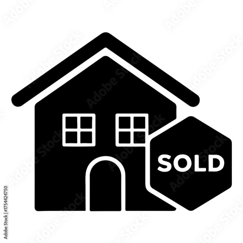 House Sold Icon Vector Real Estate Property Silhouette Illustration