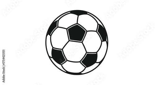 An outline of a classic soccer ball with hexagonal and pentagonal panels.