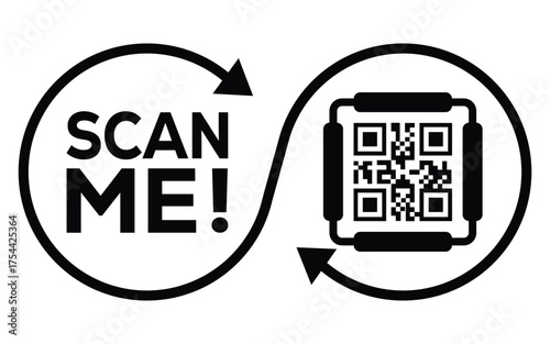 QR code scan icon set. Scan me frame. QR code scan for smartphone. QR code for mobile app, payment and identification. Vector illustration.