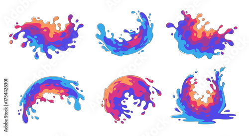 Vibrant Colorful Liquid Splashes Abstract Art Collection.