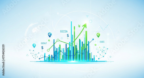 Financial data analysis graph and chart of stock market trend business investment growth and economic forecast concept