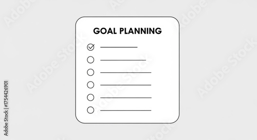 Goal planning checklist with a checked box, representing task management, productivity, and achievement of objectives