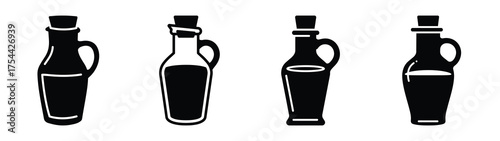 olive oil jar minimal silhouette icon set. Hanukkah icons. black color and white background