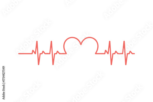 Heartbeat love line vector, Minimal heartbeat pulse illustration