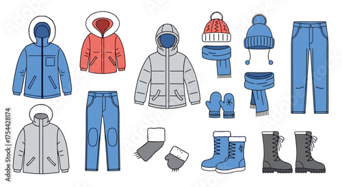 Winter clothing essentials for outdoor activities and extreme cold weather protection.