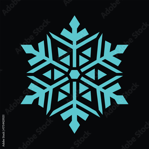 Bright cyan geometric snowflake 