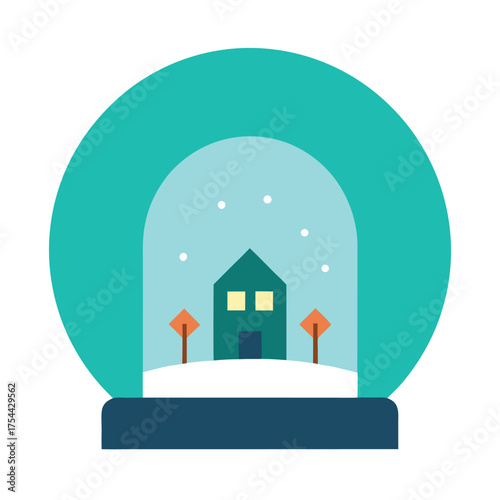 vector of a Christmas snow globe with a snowy scene