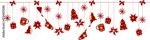 Christmas Decoration Banner with Red and Gold