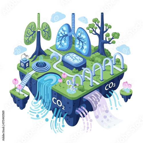 Breathe easy with nature's lung power an abstract concept showcasing oxygen and carbon dioxide exchange for a healthier, sustainable planet earth