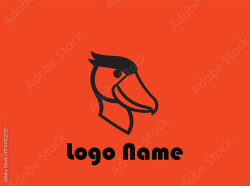 minimal  Shoebill Bird  vector logo 