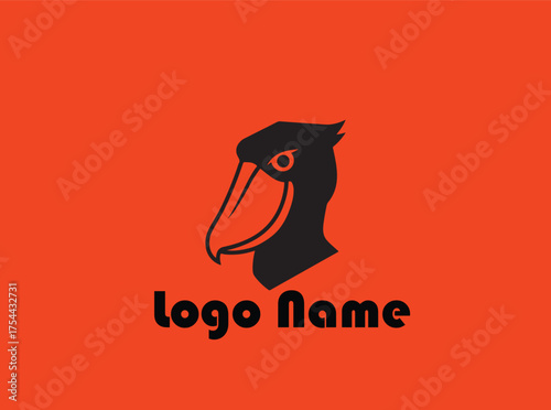 minimal  Shoebill Bird  vector logo 