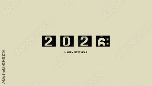 Gasoline meter 2026, creative idea. Fuel column, concept. Counter 2025 changes to 2026 on beige background. Happy New Year