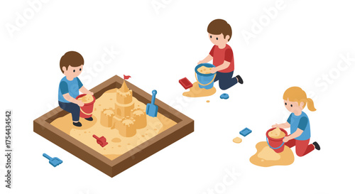 Isometric supermarket aisles with shoppers and grocery shelves