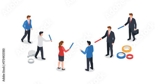 Elegant isometric wedding venue with floral decorations and seating arrangement