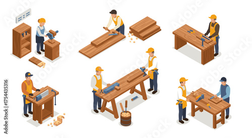 Diverse isometric business and industrial professional collection