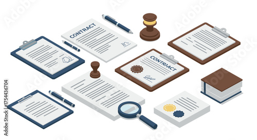 Set of isometric horses in various colors and poses on white background